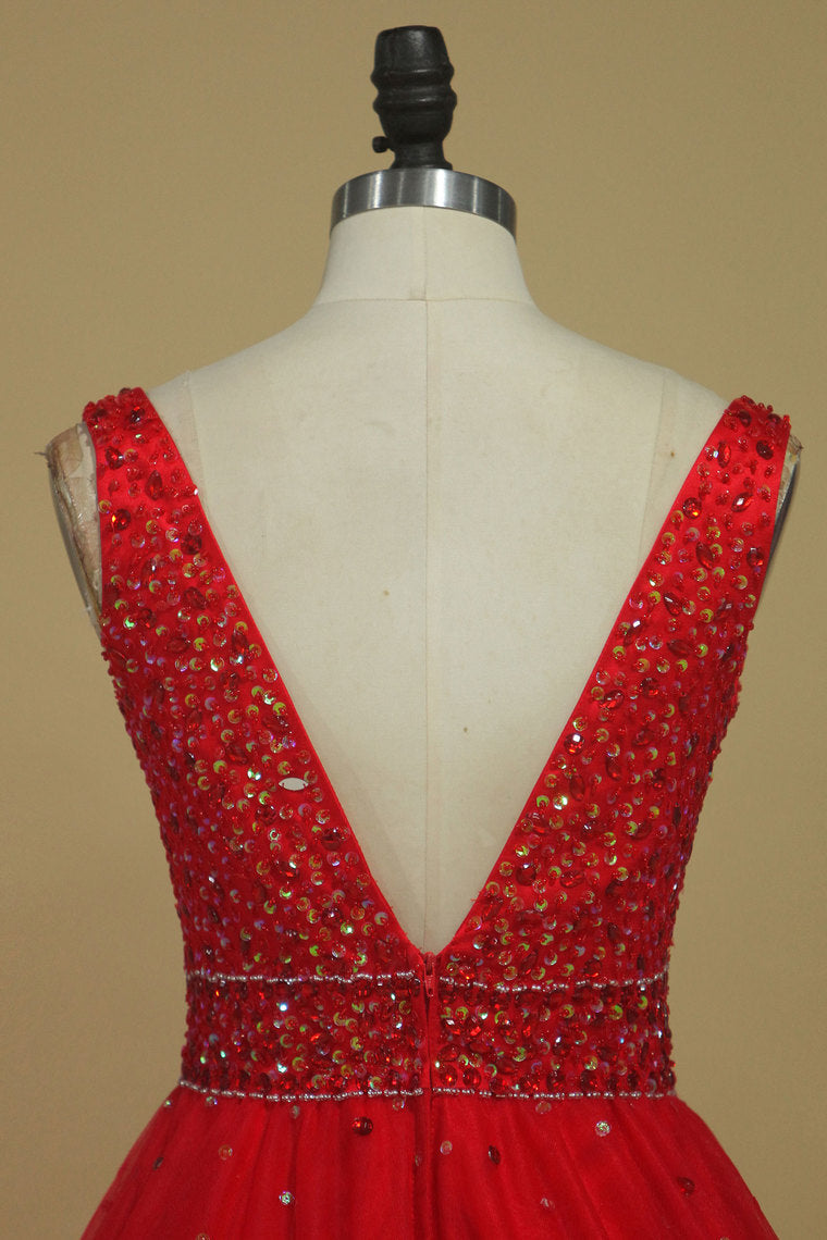 2022 Ball Gown Straps Beaded Bodice Prom Dresses Floor Length Tulle