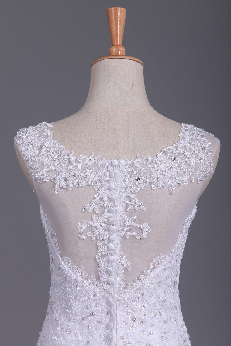 2022 Off The Shoulder Wedding Dresses Mermaid Tulle With Applique And Beads Court Train