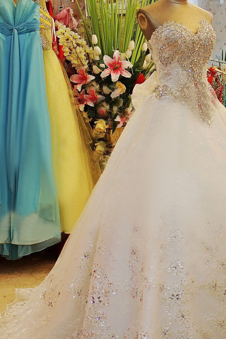 2022 Luxurious&Elegant Sweetheart Wedding Dresses With Beads And Applique