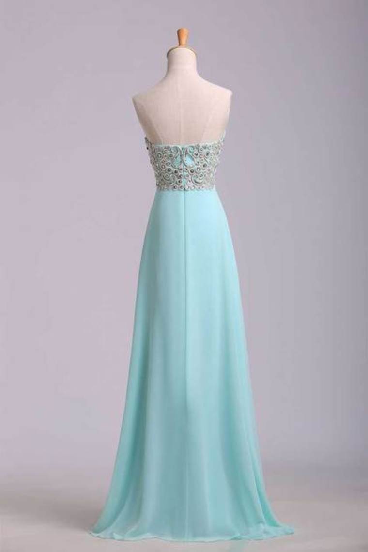 2022 Prom Dresses A Line Sweetheart Floor Length Chiffon