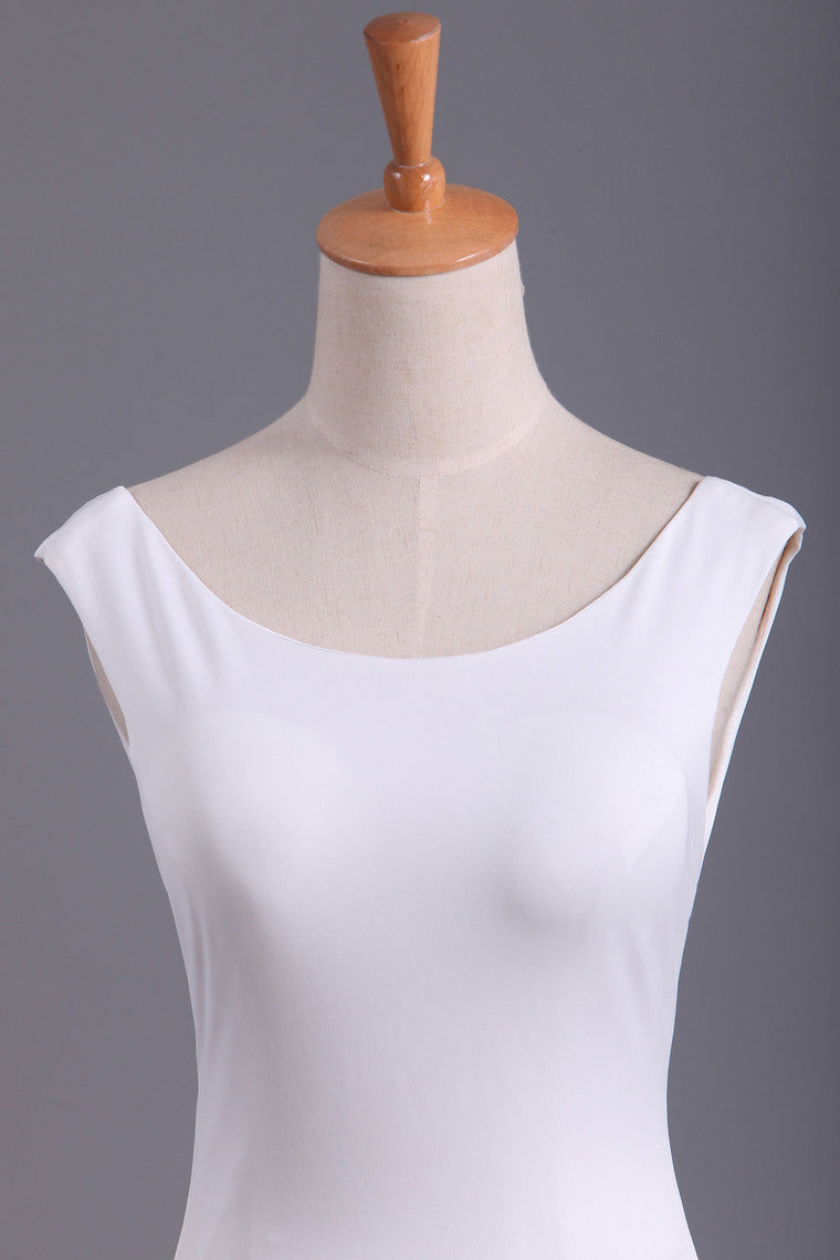 2022 White Scoop Mermaid/Trumpet Wedding Dresses Spandex Court Train