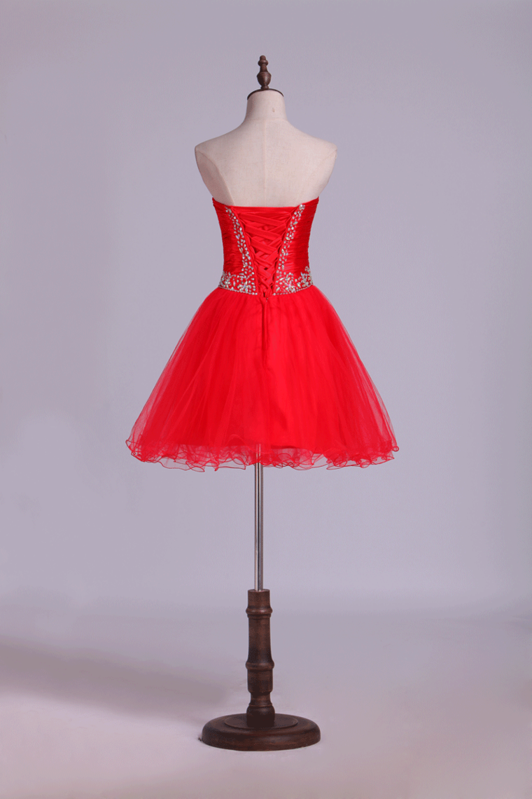 2022 Collection Homecoming Dresses A Line Sweetheart Beading Short Ruffles