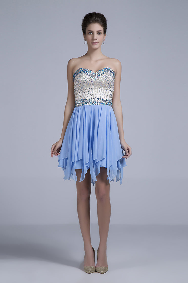 2022 Stunning Homecoming Dresses Sweetheart A Line Short/Mini With Beads New Arrival