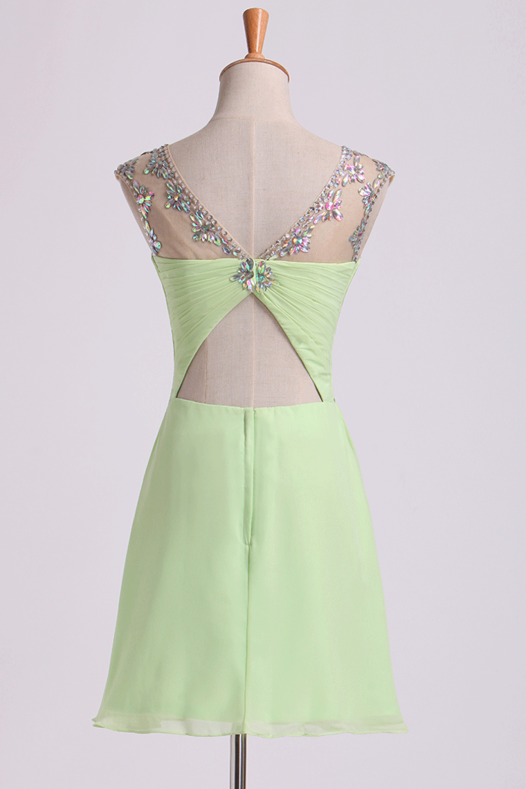 2022 Homecoming Dresses Short/Mini Ruffled&Beaded Chiffon