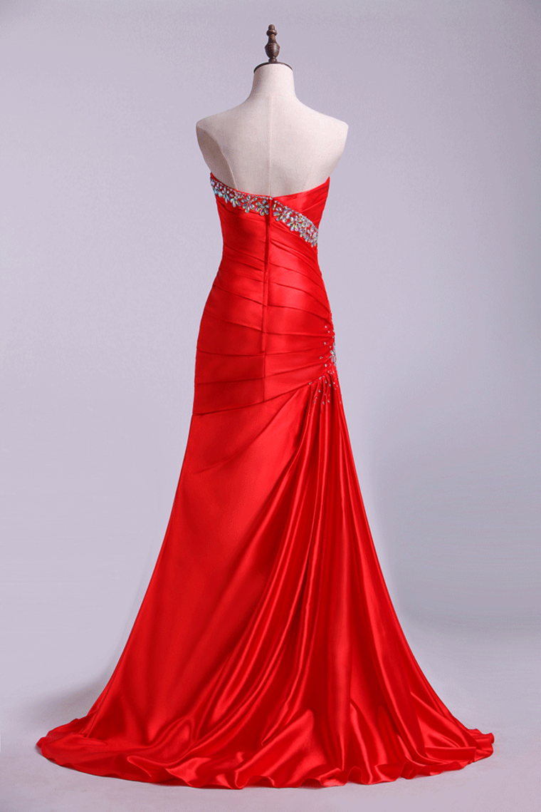 2022 Prom Dresses Trumpet Sleeveless Sweetheart With Beading/Sequins