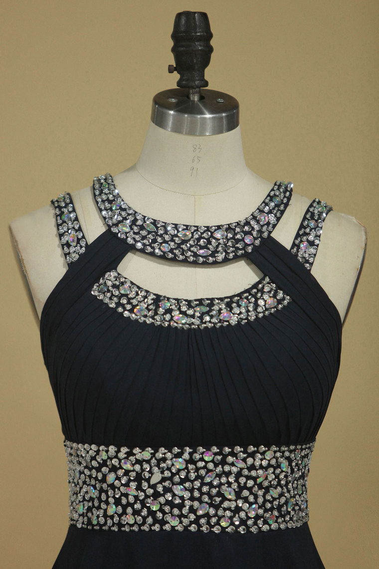 2022 Sexy Open Back Scoop Prom Dresses A Line Sweep/Brush