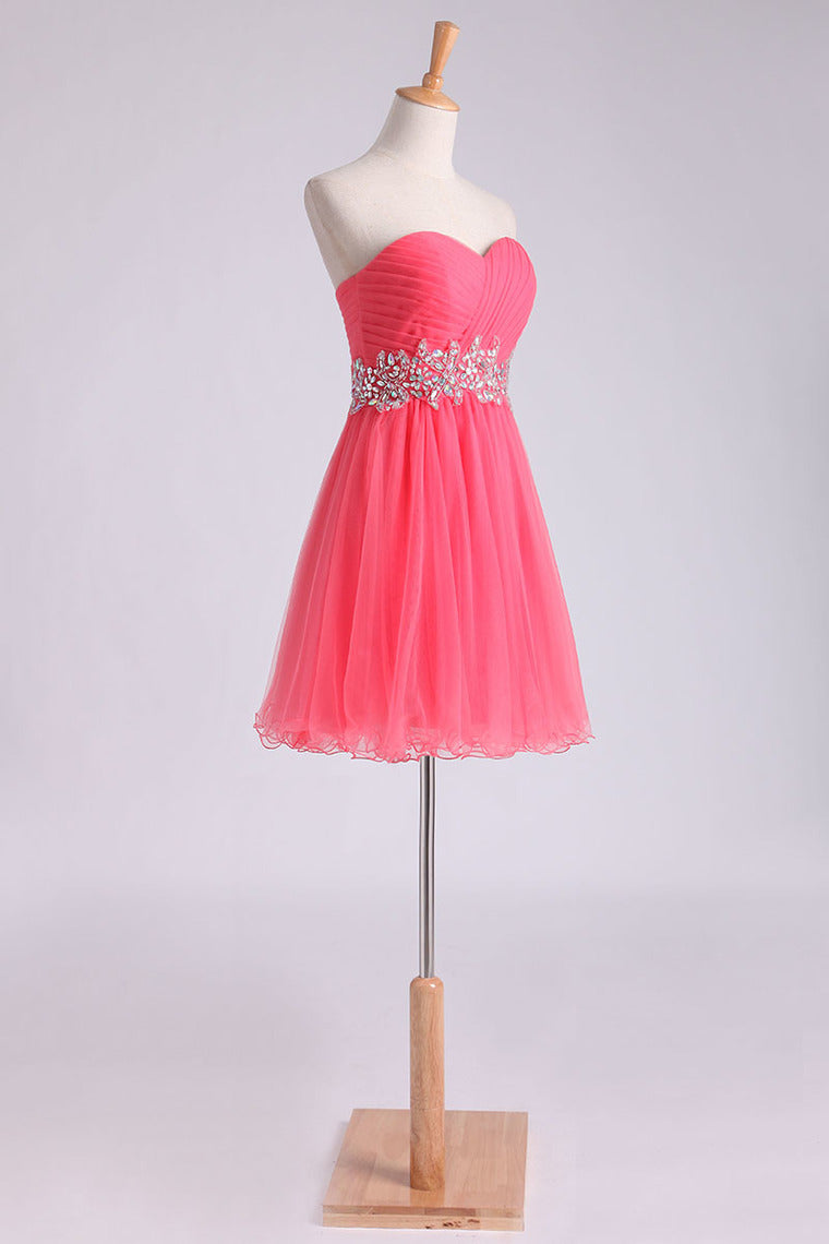 2022 Homecoming Dress Sweetheart Pleated Bodice A Line Short/Mini Tulle