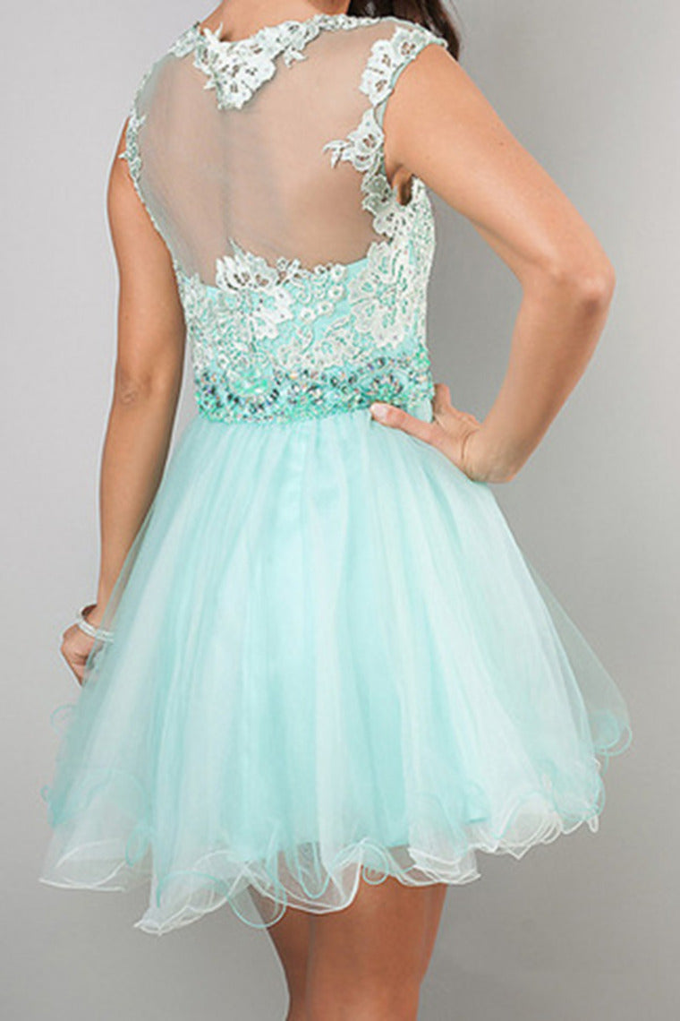 2022 Homecoming Dresses A Line Scoop Short/Mini Tulle&Lace