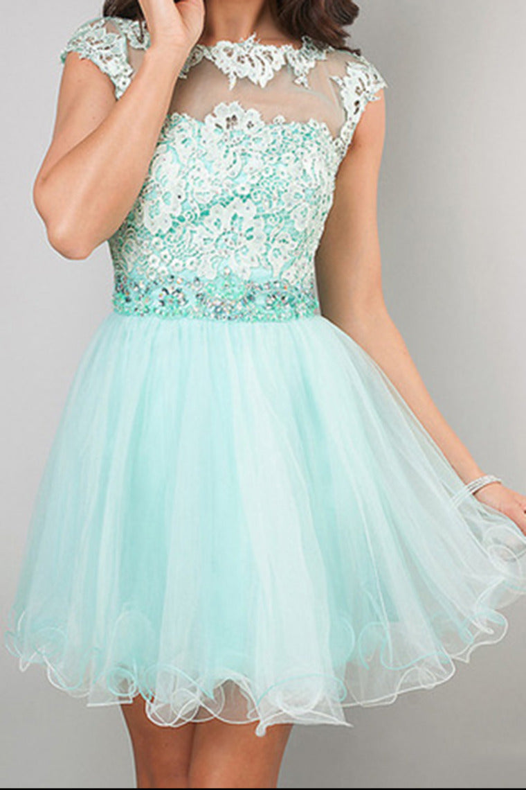 2022 Homecoming Dresses A Line Scoop Short/Mini Tulle&Lace