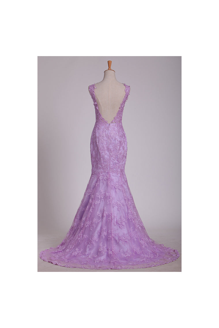 2022 V-Neck Tulle Evening Dresses Mermaid