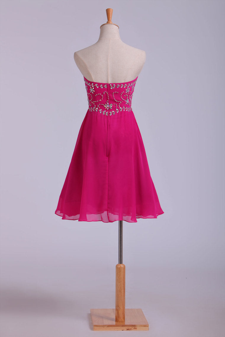 2022 Splendid A Line Short Homecoming Dresses Beaded Bodice With Layered Chiffon Skirt