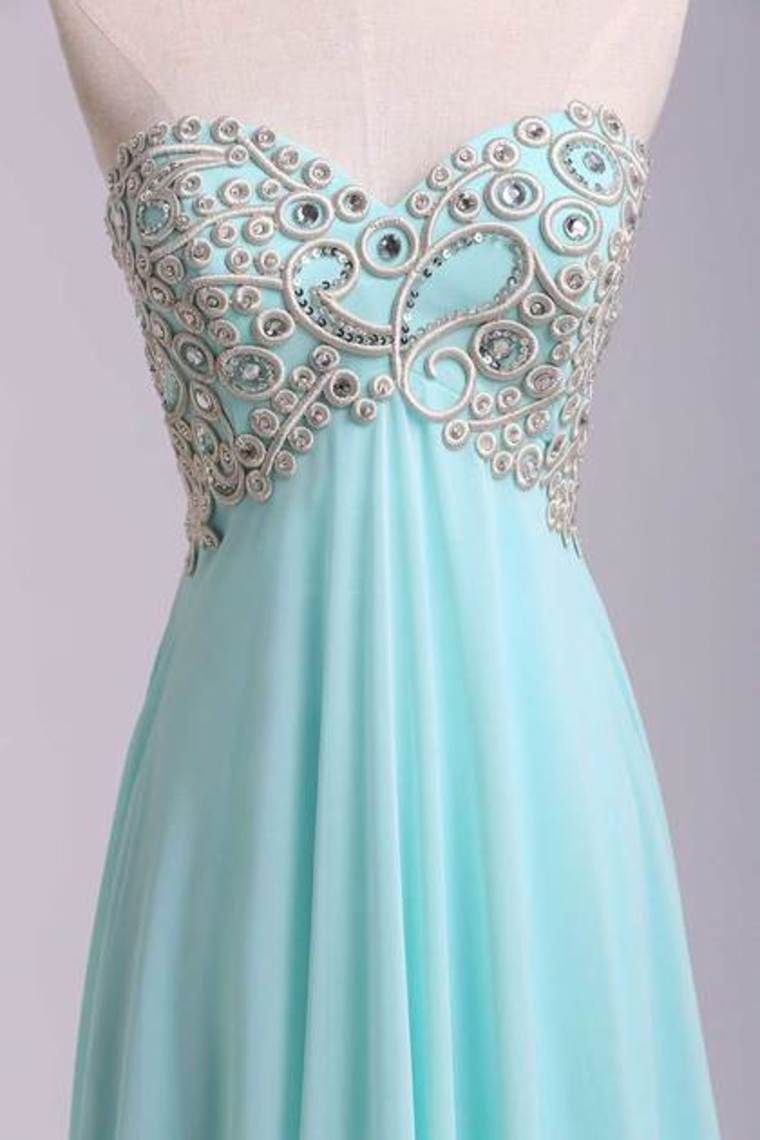 2022 Prom Dresses A Line Sweetheart Floor Length Chiffon