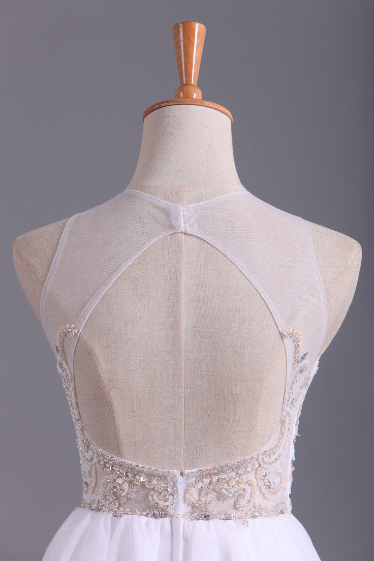 2022 Homecoming Dresses Scoop A Line Tulle With Beading Short/Mini