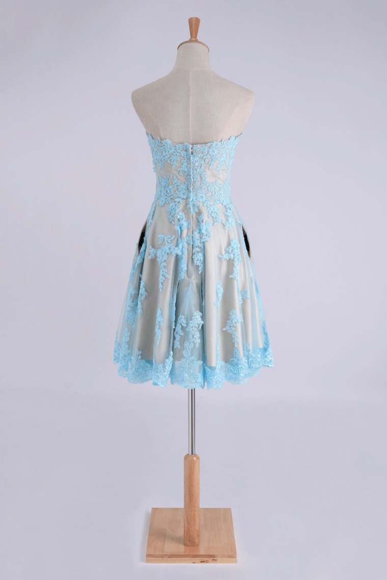 2022 Cocktail Dresses Sweetheart A-Line Tulle With Applique