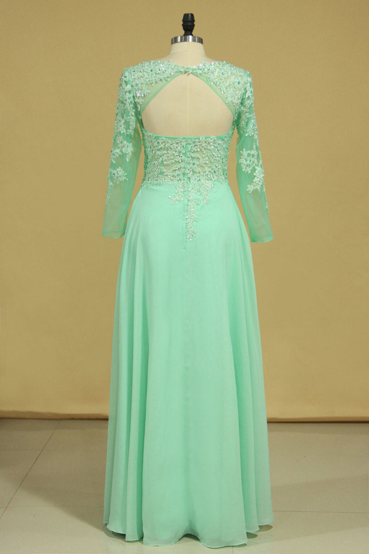 2022 Prom Dresses Bateau A Line Chiffon Floor Length With Beading
