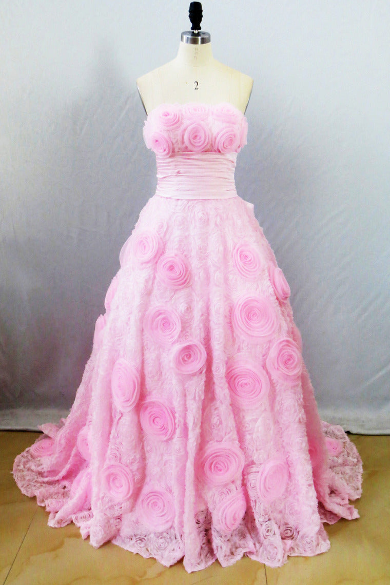 2022 Lovely Wedding Dresses A Line Sweetheart Ball Gown Pink