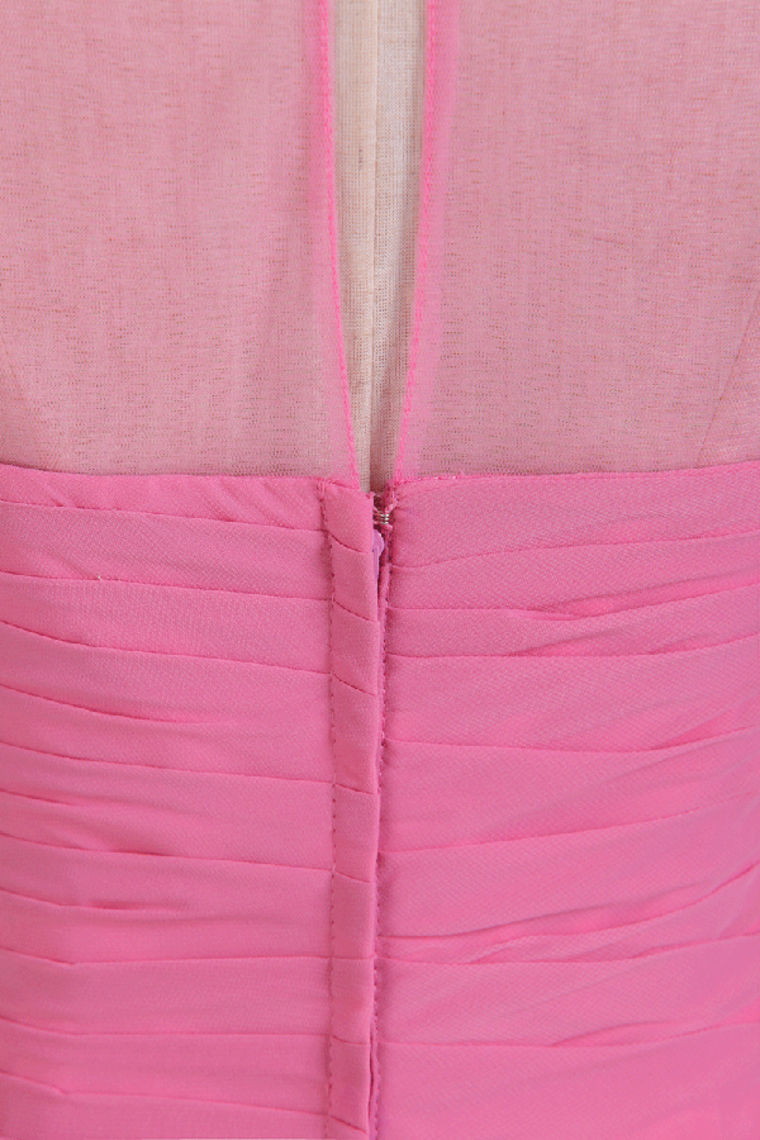 2022 Scoop Sheath Bridesmaid Dress Chiffon With Ruffles Floor Length