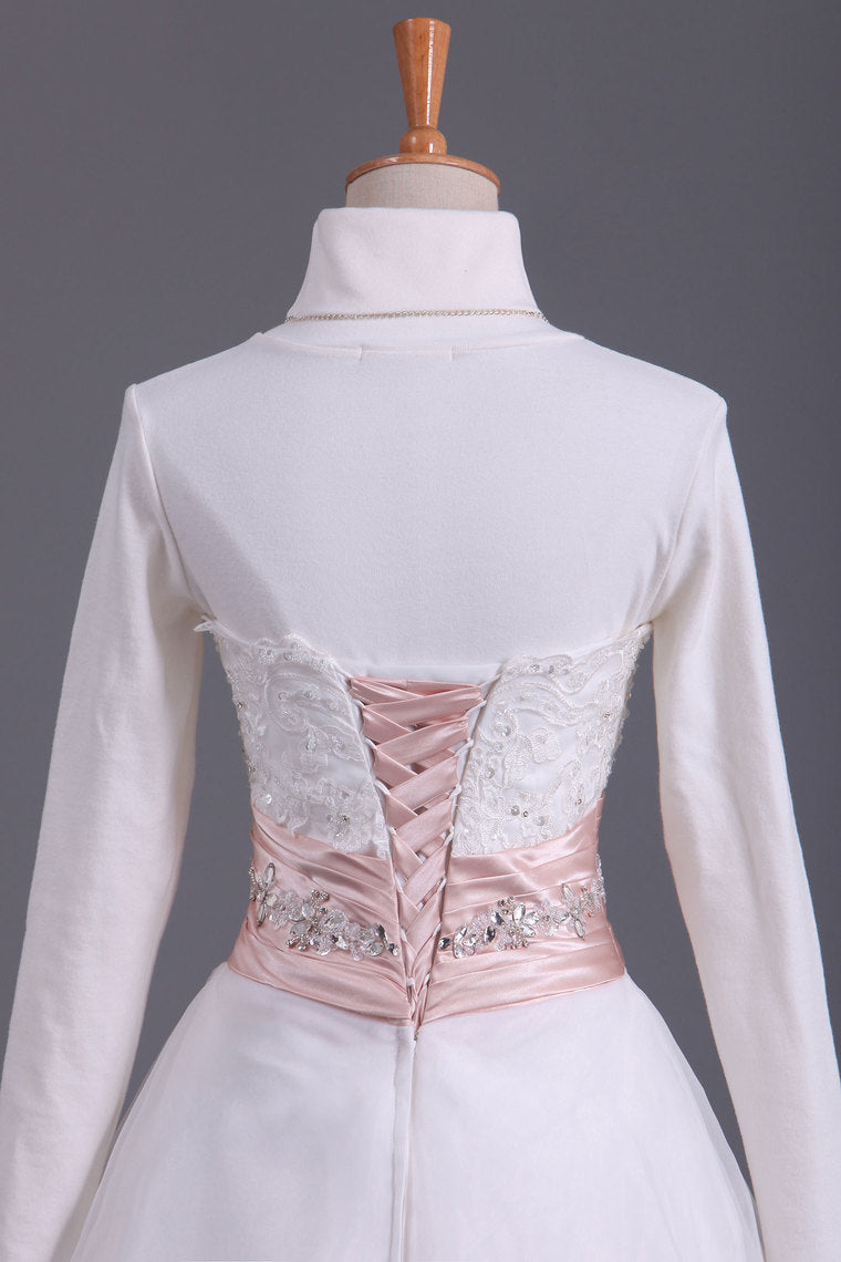 2022 Muslim Wedding Dresses Sweetheart A Line With Applique And Beads Organza