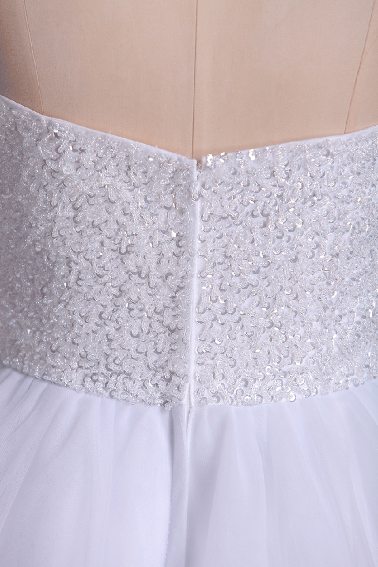 2022 Sweetheart Ball Gown Wedding Dresses Tulle Floor Length With Beading