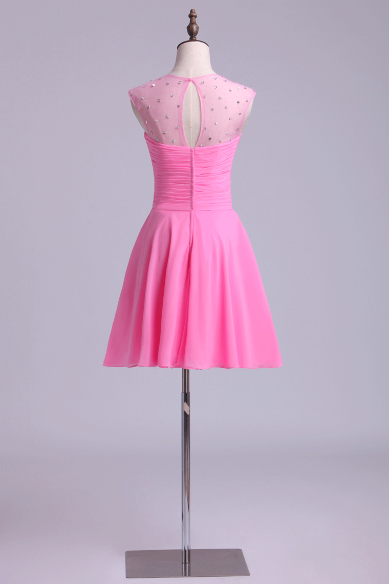 2022 V Neck Homecoming Dresses A Line Short Tulle&Chiffon With Beads