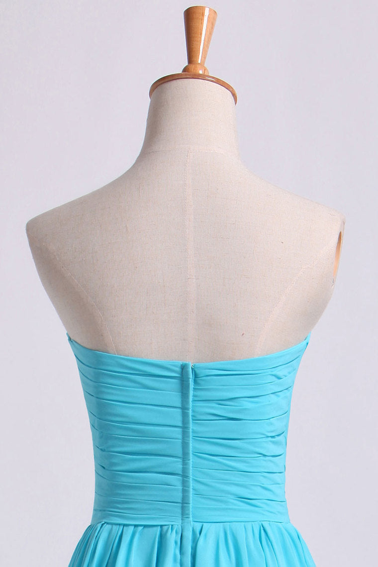 2022 Sweetheart Pleated&Fitted Bodice A Line Dress Full Length With Layered Chiffon Skirt