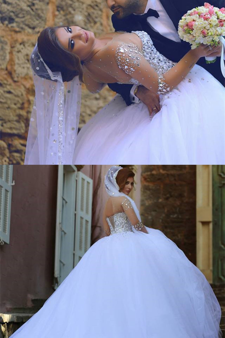 2022 Scoop Wedding Dresses A Line With Beading Floor-Length Tulle