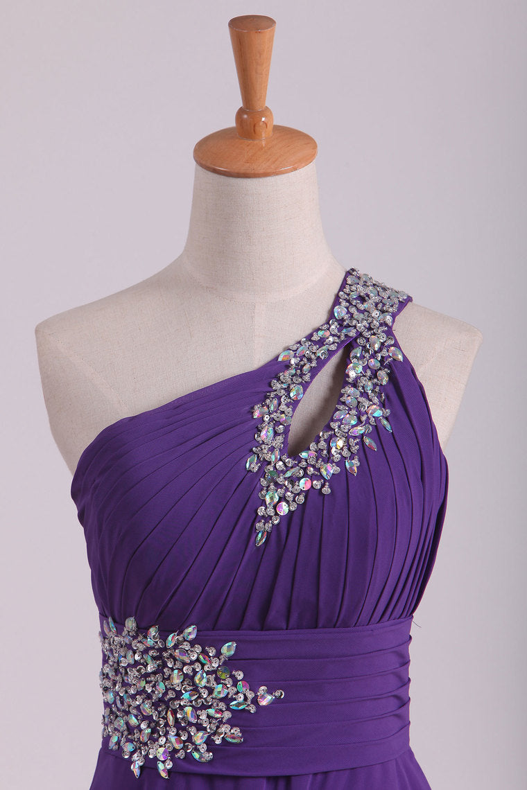 2022 New Arrival Prom Dresses One Shoulder Chiffon A Line With Beading