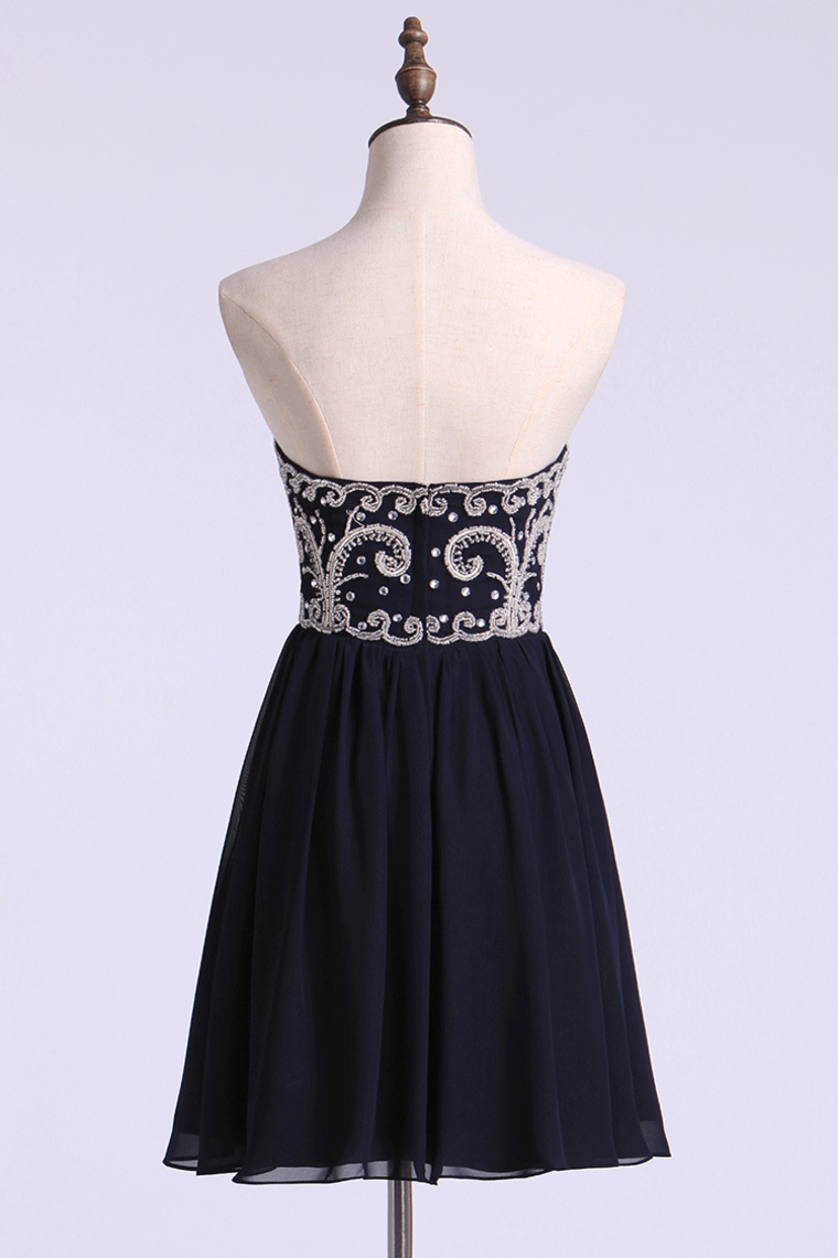 2022 Homecoming Dresses Beaded Sweetheart A-Line Short Chiffon