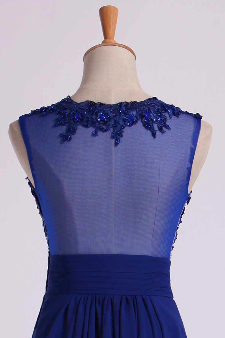 2022 V Neckline Prom Dresses Ruched Waistband Tulle Back Flowing Chiffon Skirt Full Length