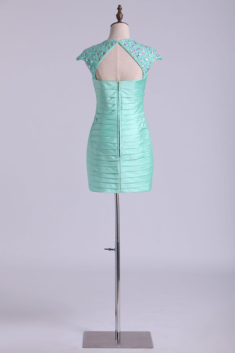 2022 Homecoming Dresses Straps Sheath Short With Beading