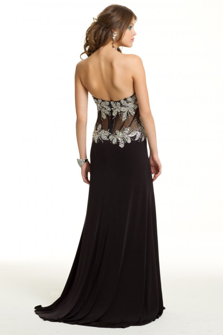 2022 Prom Dresses Mermaid/Trumpet Black Sweetheart Chiffon With Rhinestone