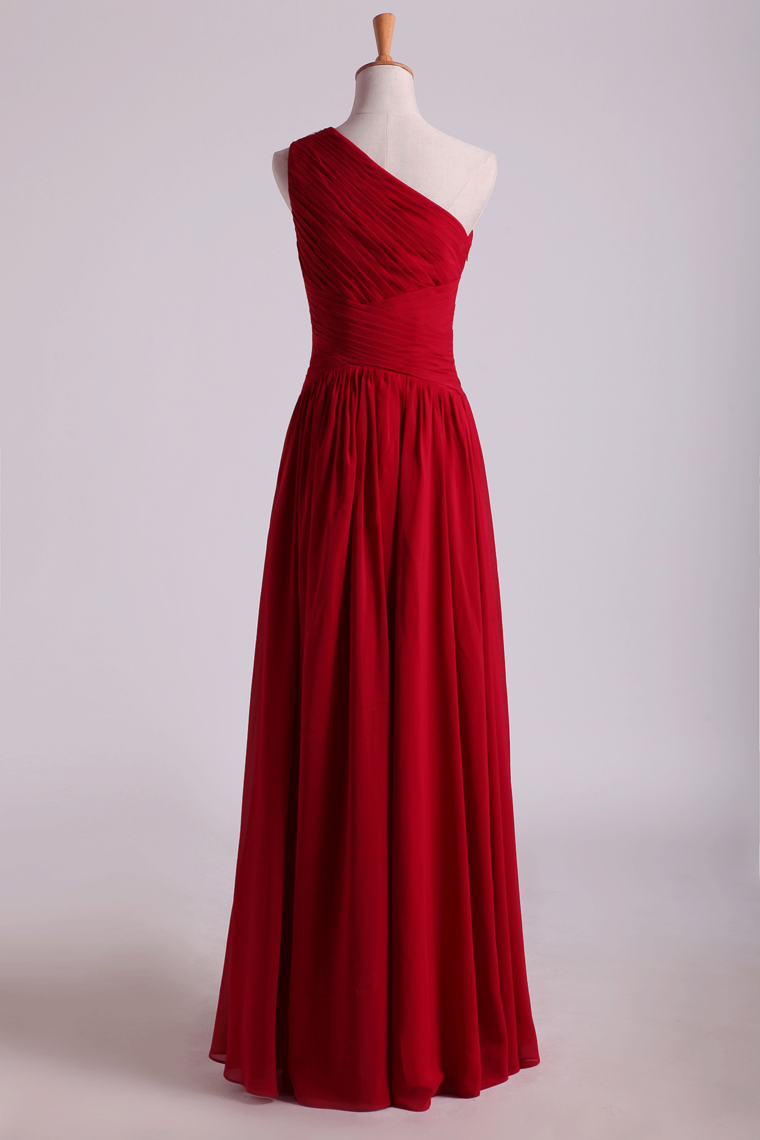 2022 One Shoulder Prom Dresses A-Line Floor-Length Chiffon With Beads