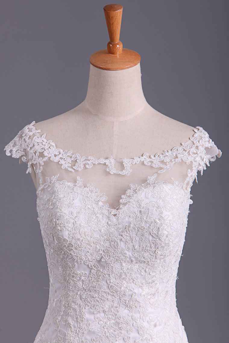 2022 Wedding Dresses Off The Shoulder Mermaid With Applique Tulle Sweep Train