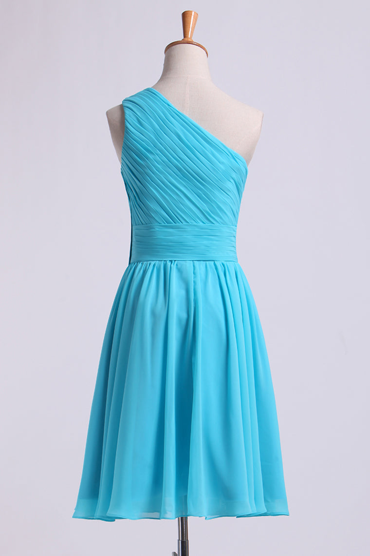2013 One Shoulder Bridesmaid Dresses A Line Knee Length Chiffon With Ruffle