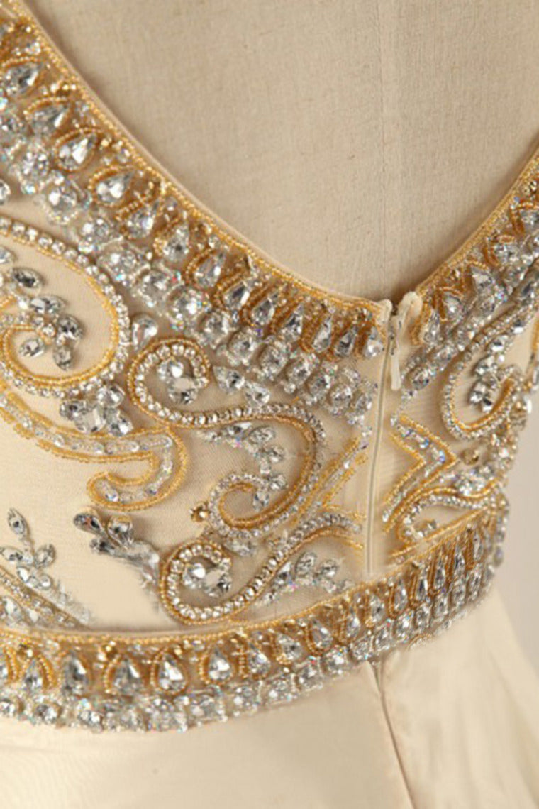 2022 Prom Dress Scoop A Line Floor Length Beaded Tulle Bodice With Chiffon Skirt