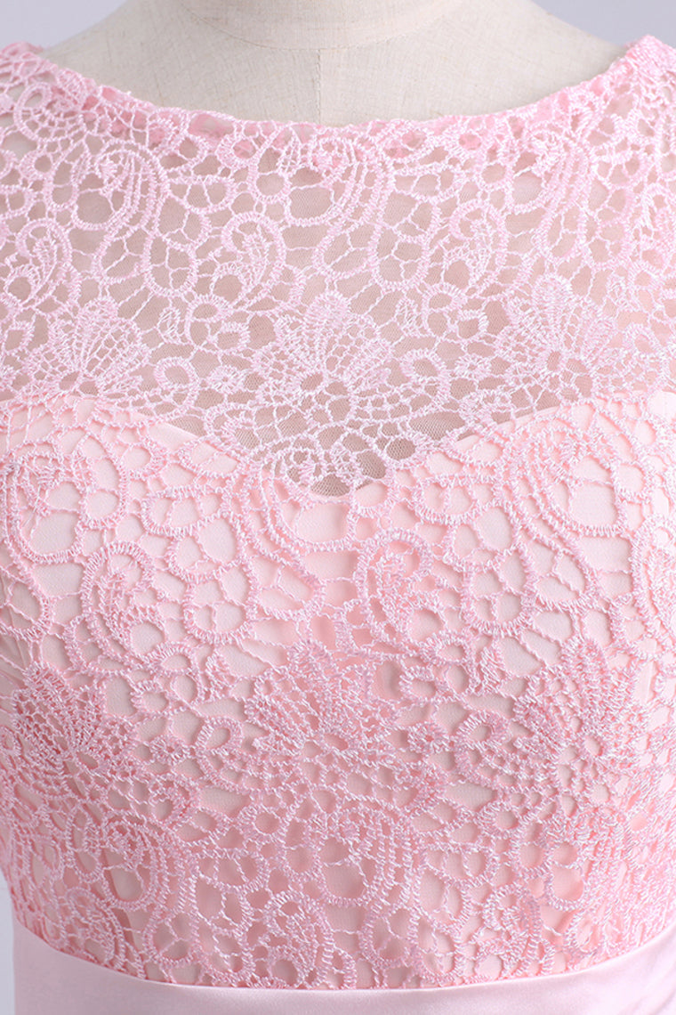 2022 Bridesmaid Dresses A-Line Scoop Lace And Chiffon Floor-Length