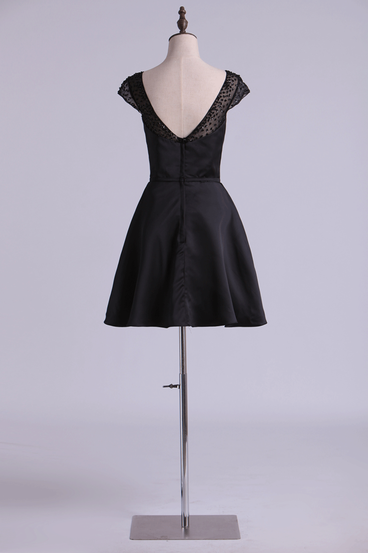 2022 Cap Sleeve Homecoming Dresses Bateau A Line Short