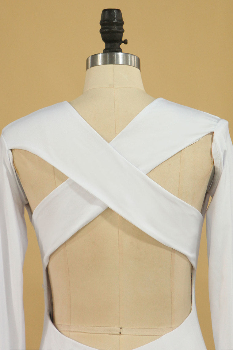 2022 New Arrival Long Sleeves Cross Back Prom Dresses Satin Mermaid