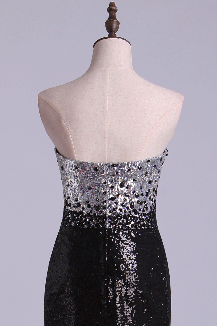 2022 Bicolors Scalloped Neckline Prom Dress With Beads Attractive&Unique Floor Length