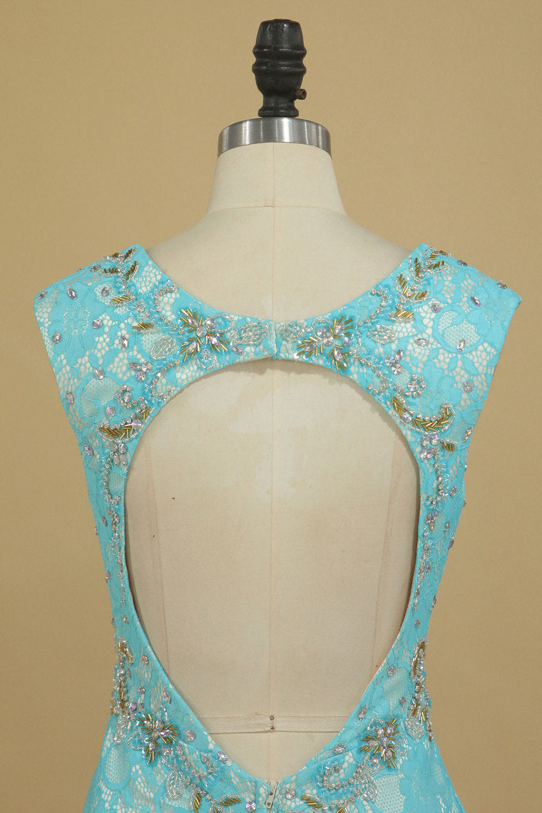 2022 Sexy Open Back V Neck With Beads And Slit Prom Dresses Mermaid Lace Sweep Train