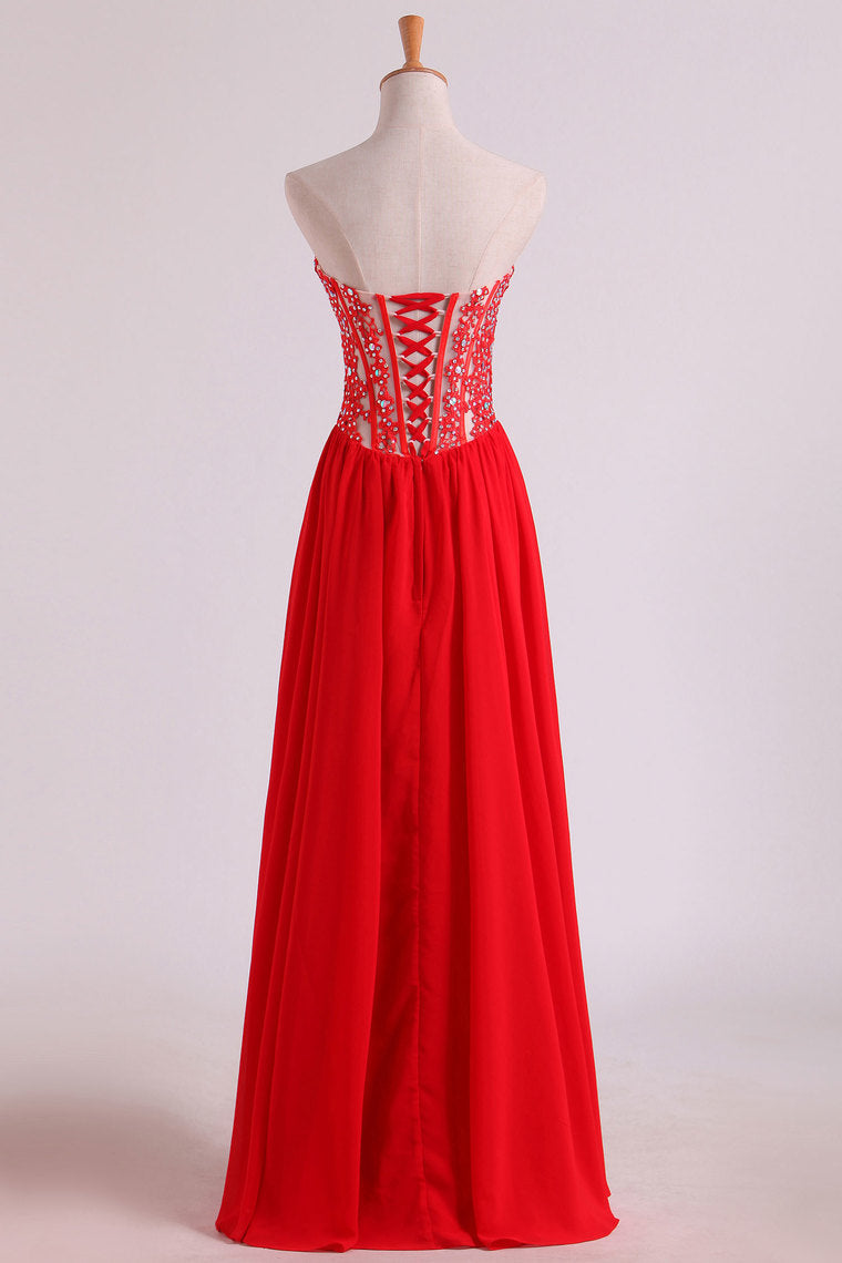2022 Sweetheart Embellished Tulle Bodice With Beaded Applique Pick Up Flowing Chiffon Skirt