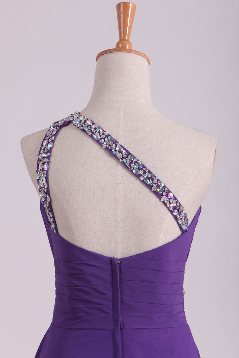 2022 New Arrival Prom Dresses One Shoulder Chiffon A Line With Beading