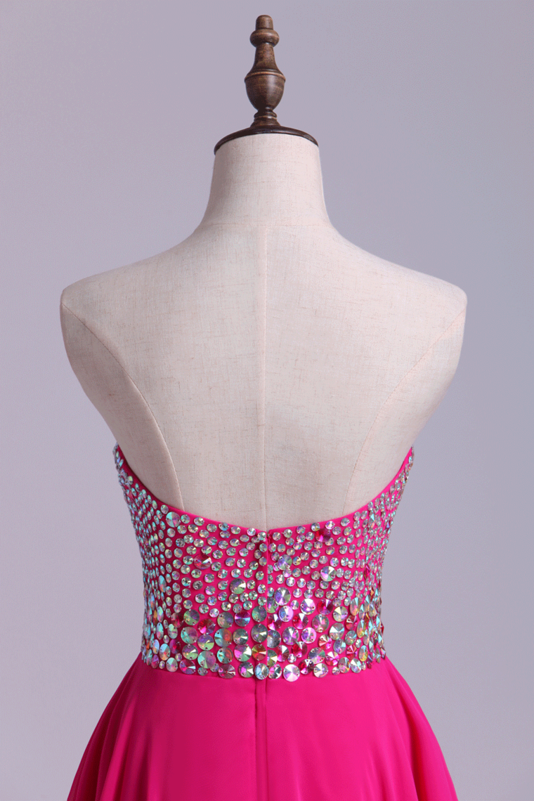 2022 Beaded Sweetheart Short Line/Princess Homecoming Dresses Chiffon