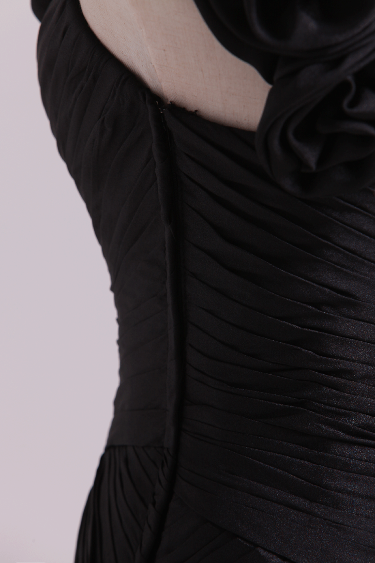 2022 One Shoulder Chiffon Pleated Bodice Short Homecoming Dresses With Handmade Flowers