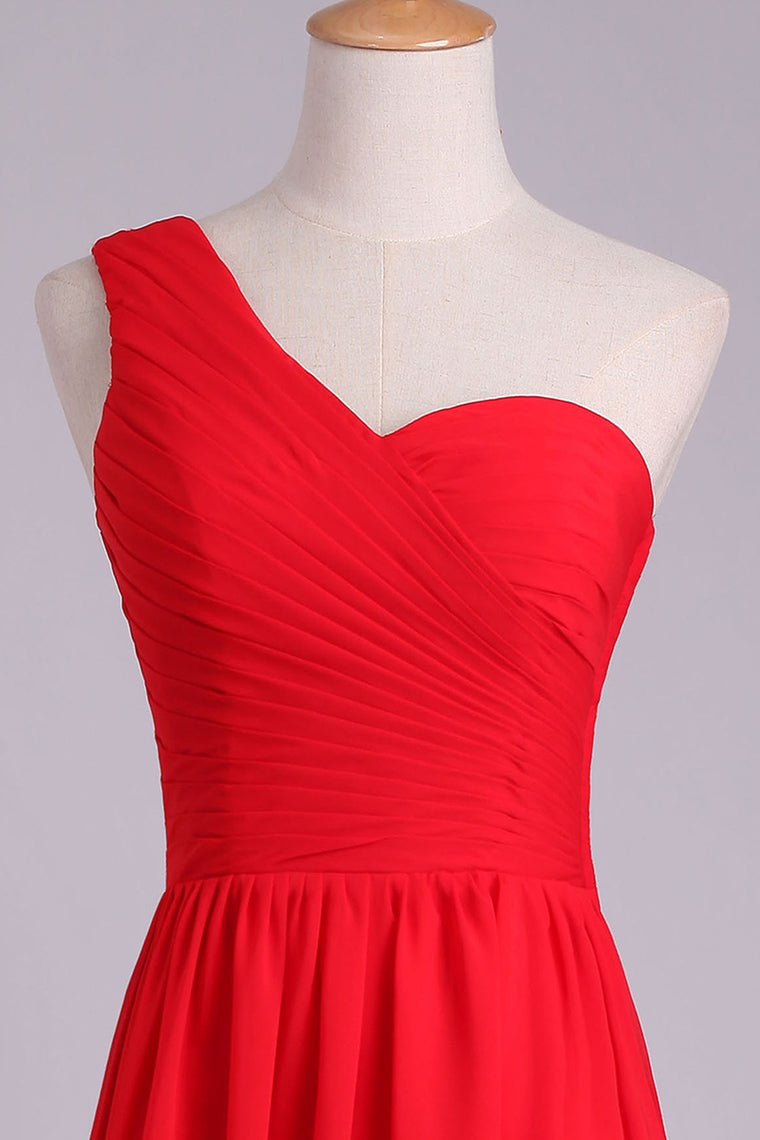 2022 One Shoulder Pleated Bodice Lace Back A Line Prom/Evening Dress Chiffon