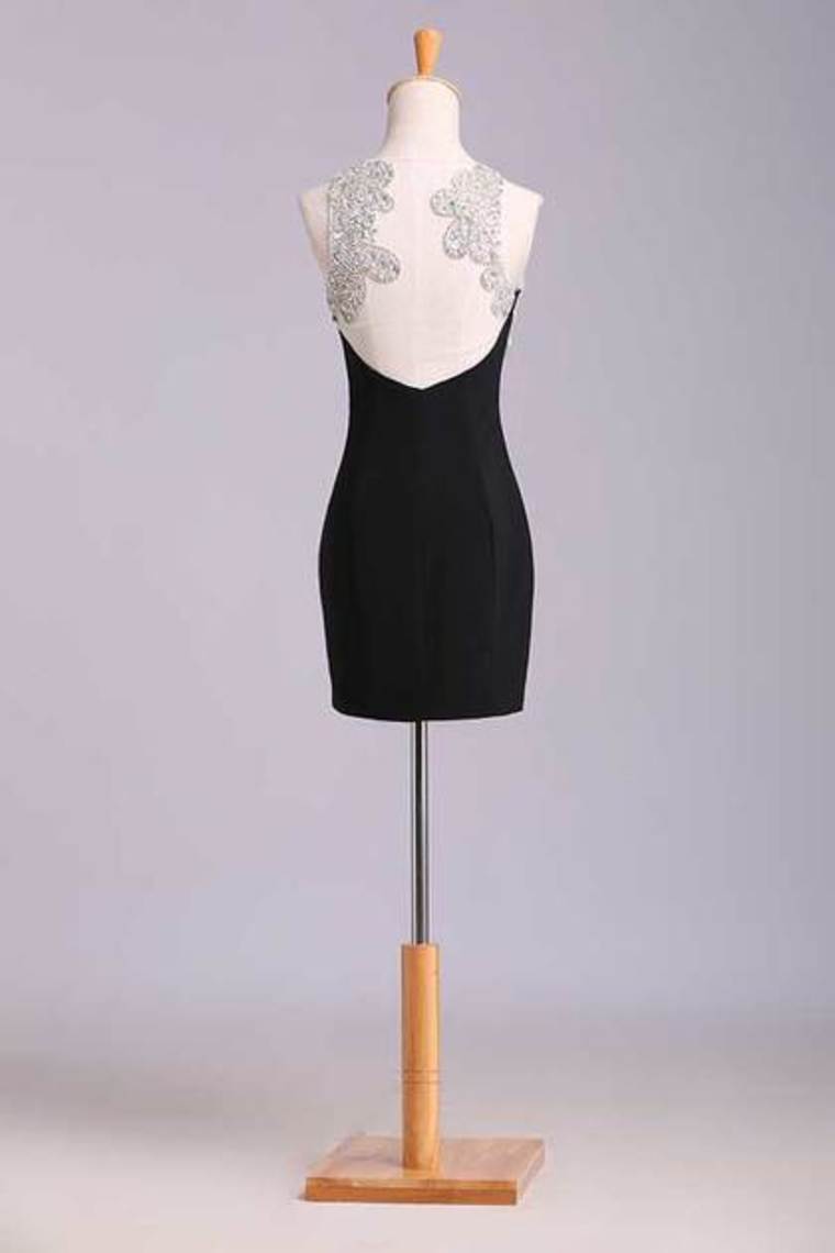 2022 Passionate Column Homecoming Dresses Short/Mini With Beads Tulle And Chiffon