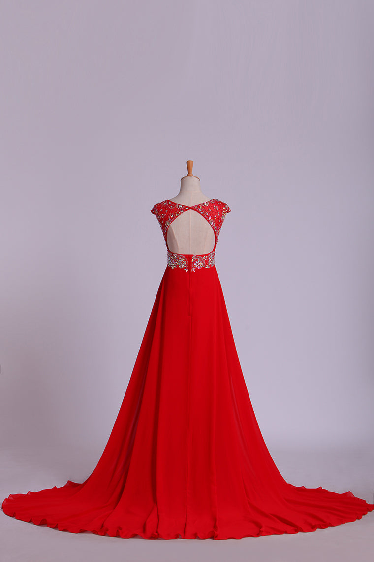 2022 Prom Dress Open Back Scoop Off The Shoulder With Beads And Sequins