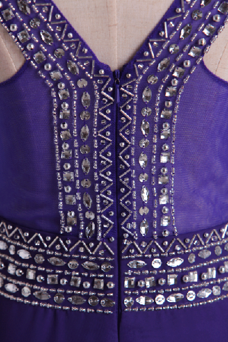 2022 A Line Beaded Bodice Short Homecoming Dresses V-Neck