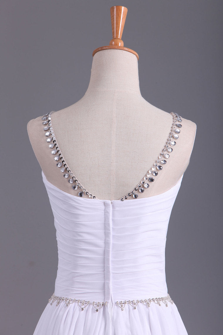 2022 Prom Dresses Scoop A Line Chiffon With Beads And Ruffles