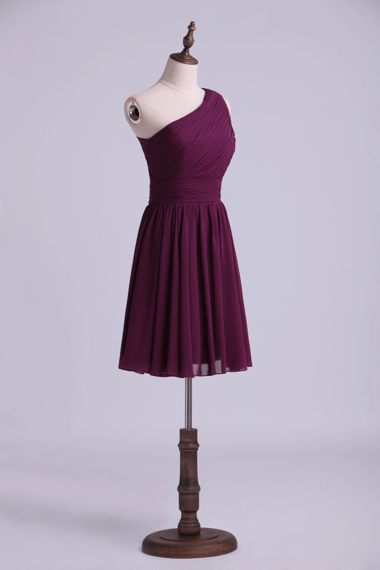 2022 Bridesmaid Dresses One Shoulder Ruffled Bodice A Line Short/Mini Chiffon